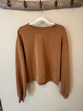 lululemon athletica Cropped Brown Crewneck Sweatshirt